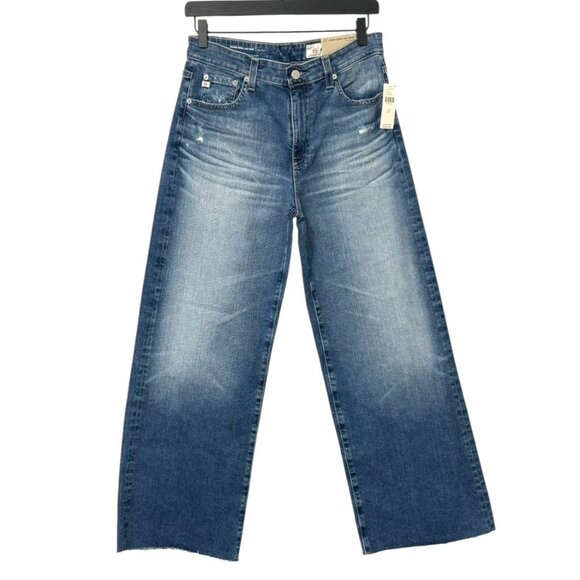 AG NWT Saige Wide Leg Crop Jeans High Rise Blue 17 Years Wilshire Cotton Size 27 - Picture 1 of 14